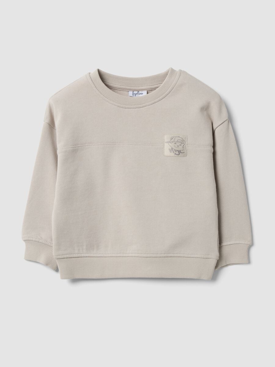 Grey oversized crew-neck sweatshirt in pure organic cotton for boys_0
