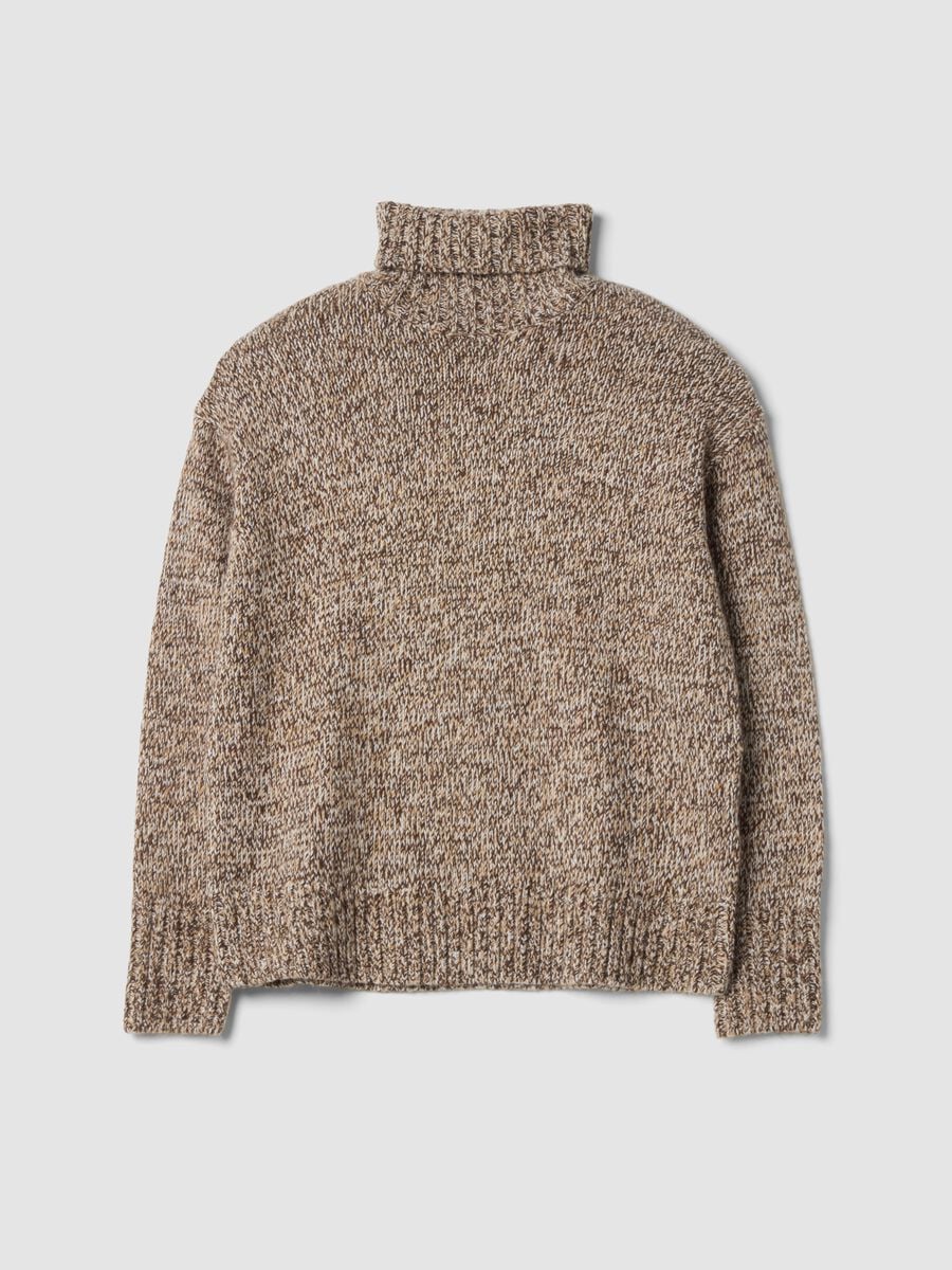Brown roll-neck wool-blend oversized jumper_0