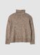 Brown roll-neck wool-blend oversized jumper_0