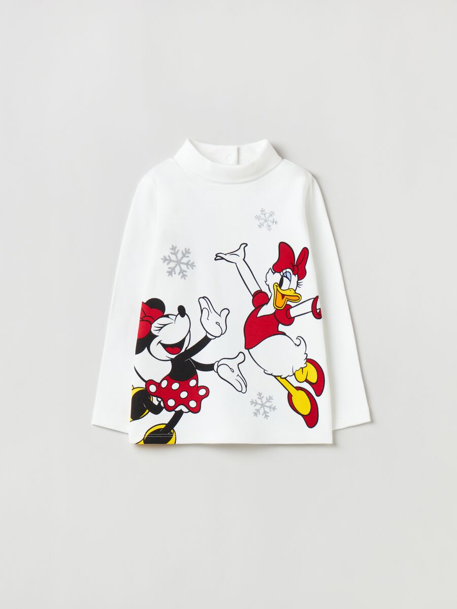 High-neck t-shirt with Minnie and Daisy Duck_0