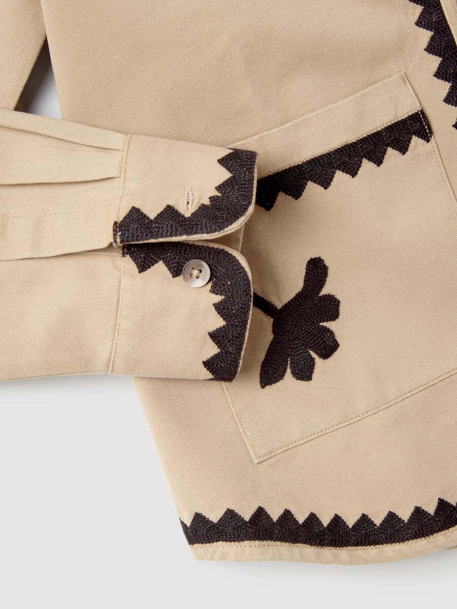 Beige jacket in pure multicolor cotton regular fit_6