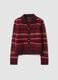 Red stretch wool cardigan with polo collar, regular fit_0