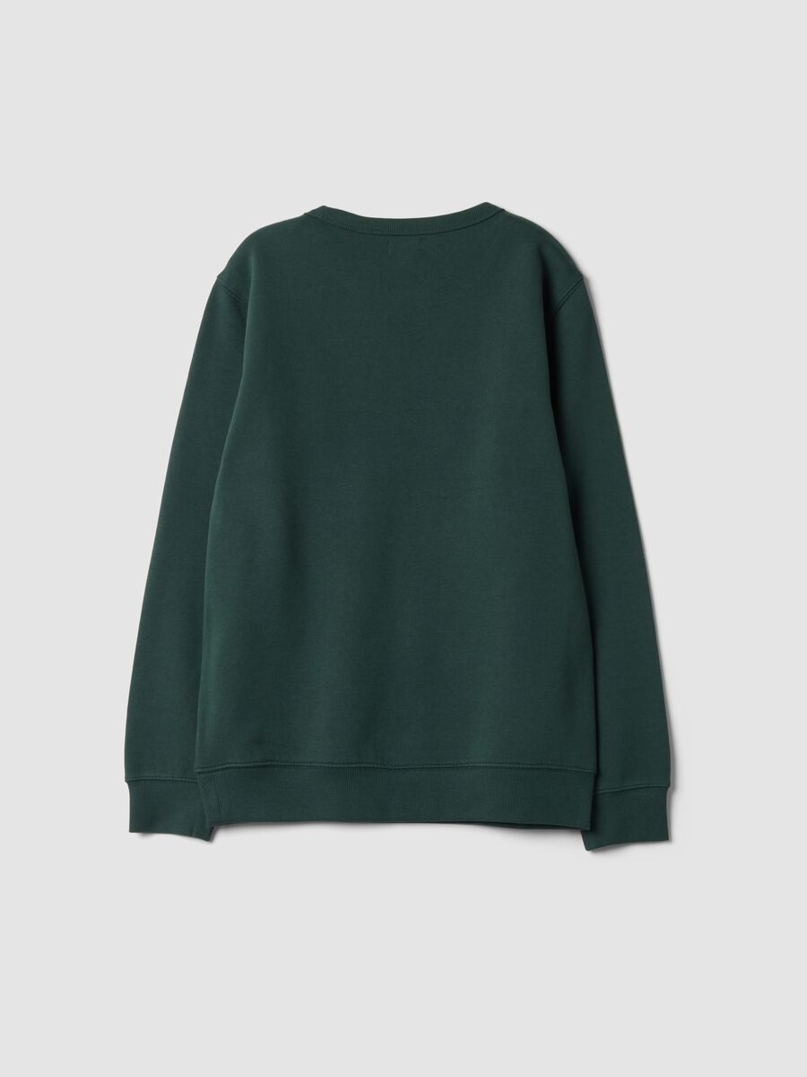 Green organic cotton sweatshirt with varsity print_2