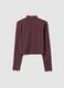 Purple cropped stretch T-shirt with high neck_7