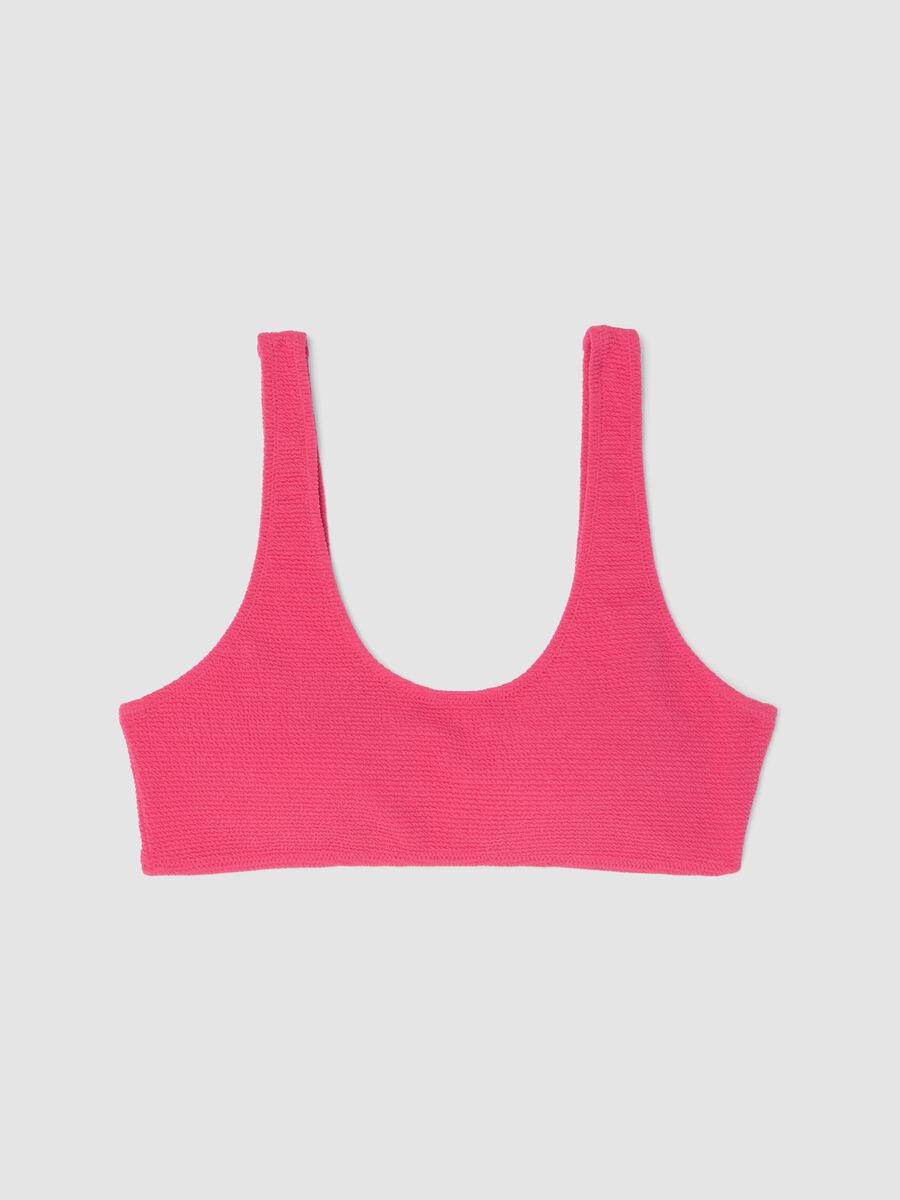 Pink stretch-fabric bikini top_4