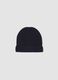 Berretto blu navy in puro cashmere a coste_0