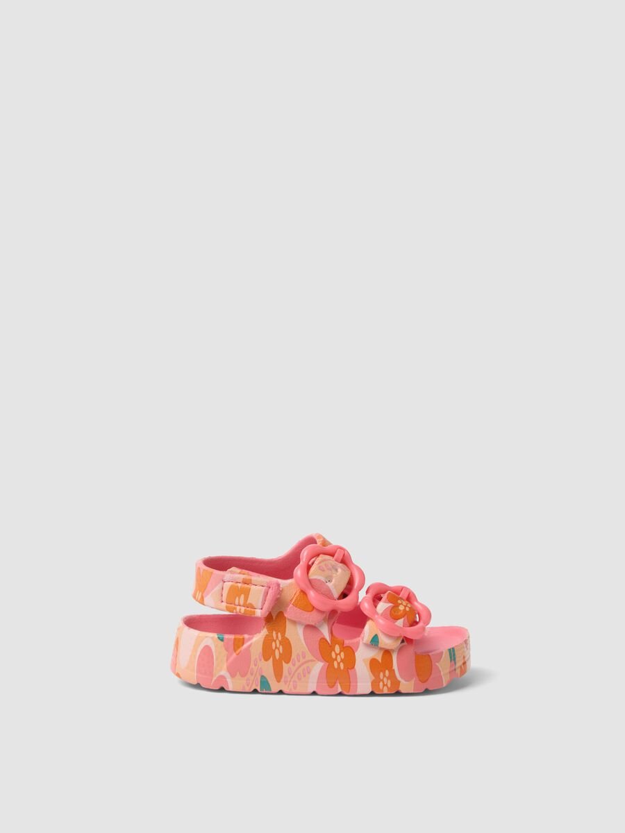 Multicolour baby girl sandals with floral print_0