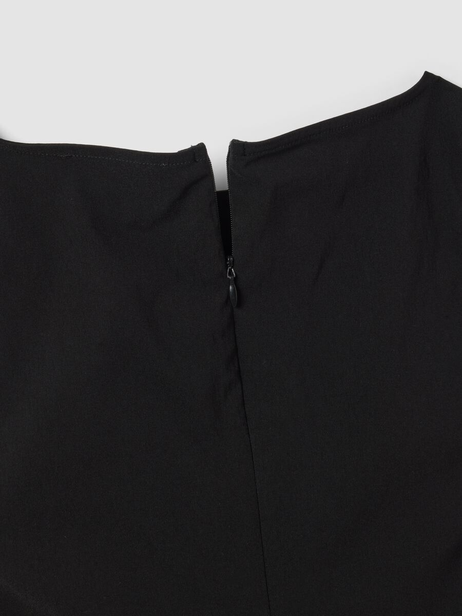 Black sleeveless stretch viscose dress with eyelets_1