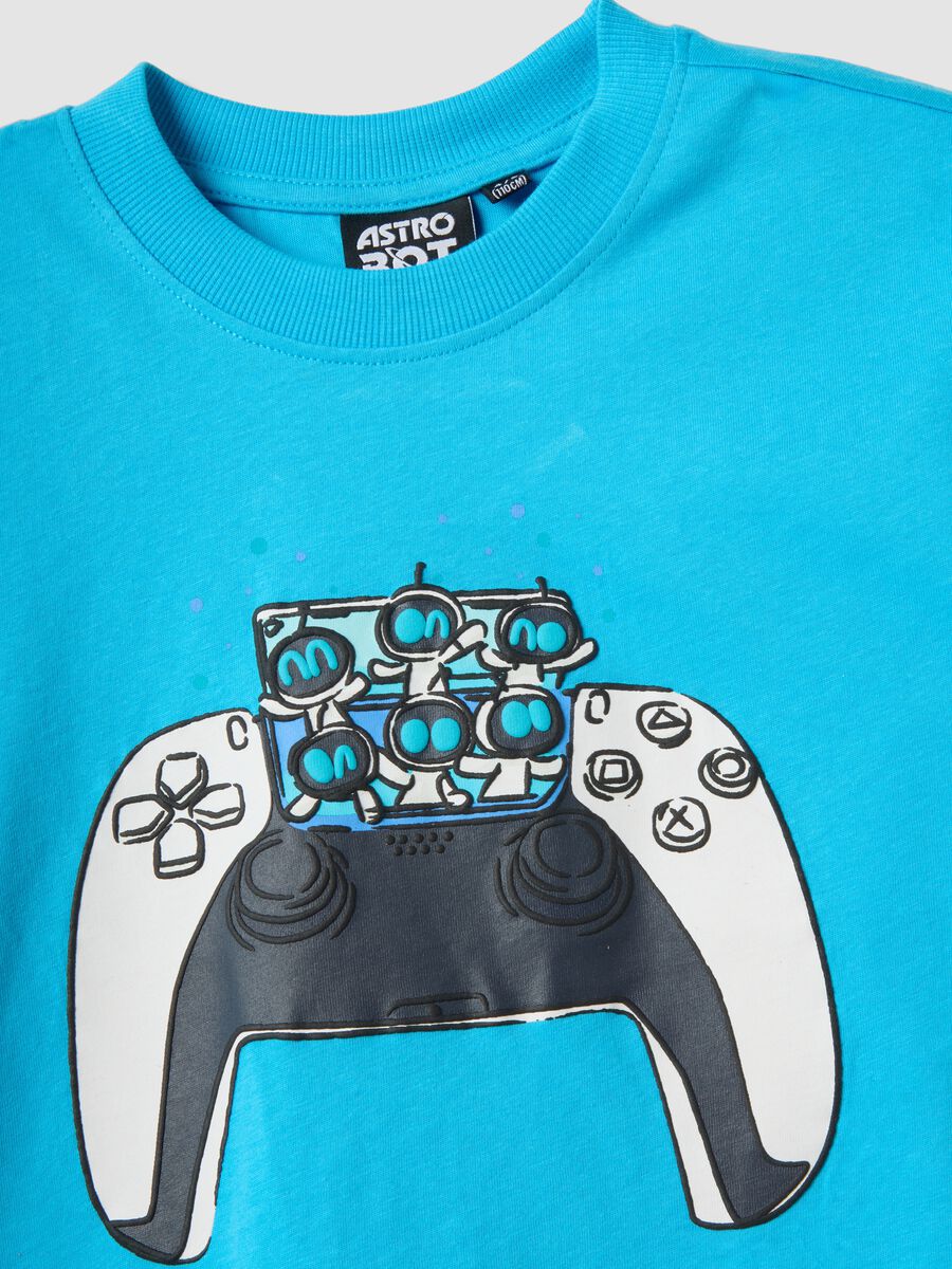 Blue pure cotton kids&rsquo; oversized-fit Astro Bot T-shirt_2