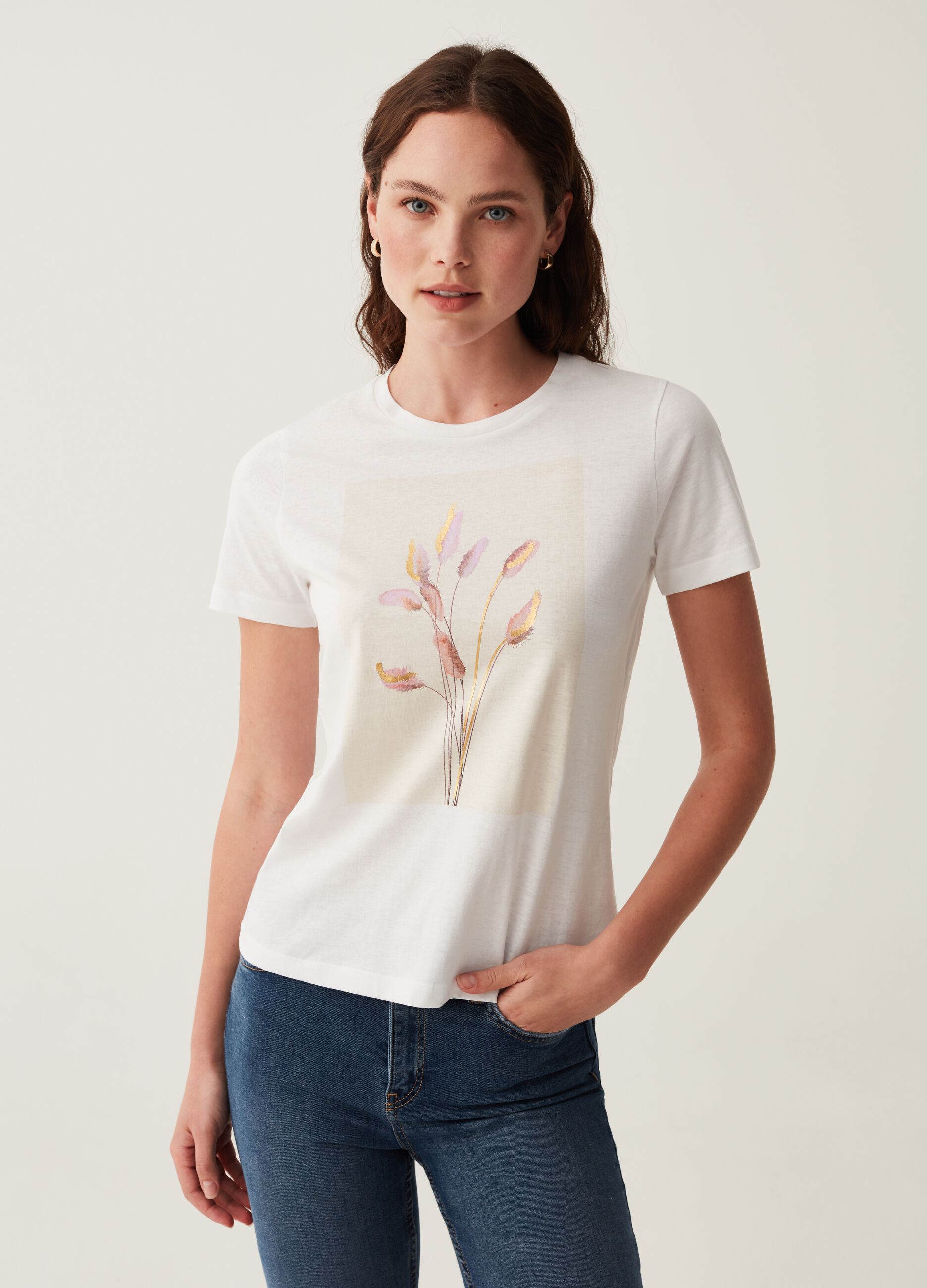 T-shirt with pampas foil print_0