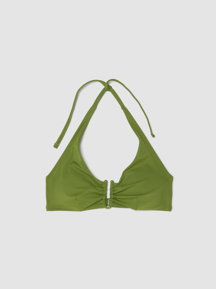 Green triangle bikini top in stretch fabric_4