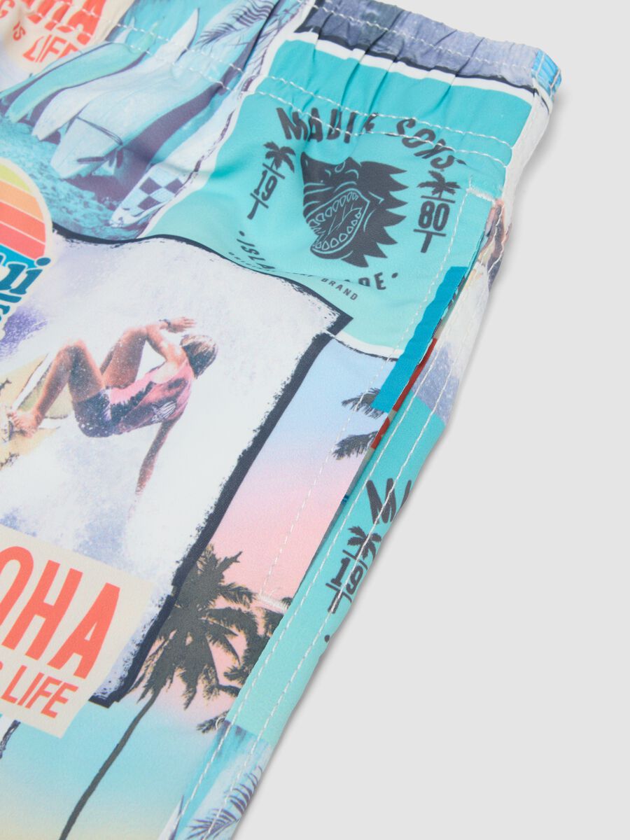 Short de bain multicolore &agrave; imprim&eacute; tropical_2