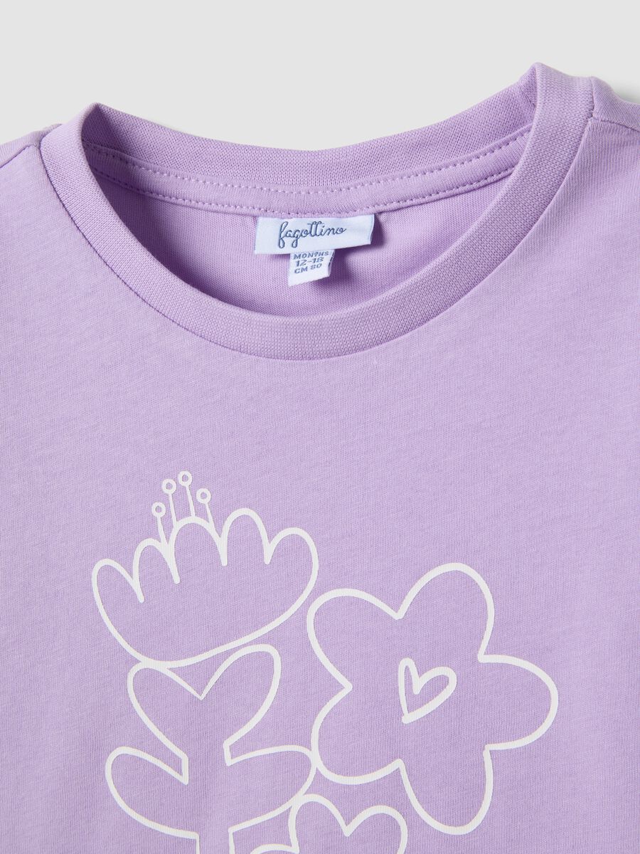 Girls' purple pure cotton T-shirt, regular fit with print_2