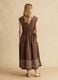Brown pure cotton regular-fit dress with embroidery and V-neck_3