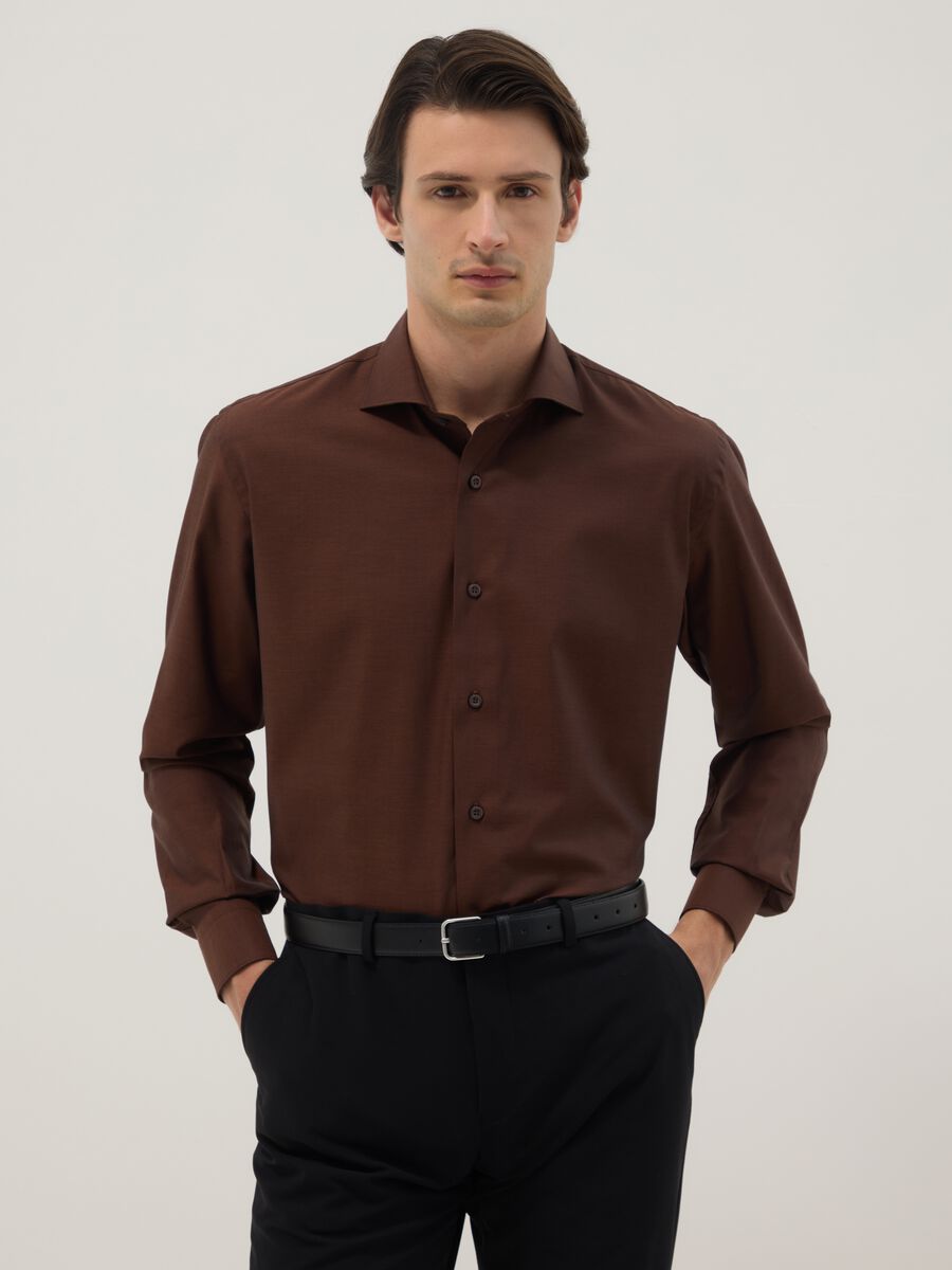 Pure cotton brown shirt regular fit easy iron_0