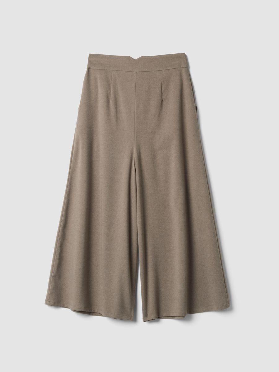Beige, weit geschnittene Hose aus Stretch-Viskose_2