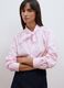 Camicia rosa in cotone elasticizzato a righe con fiocco over fit_1