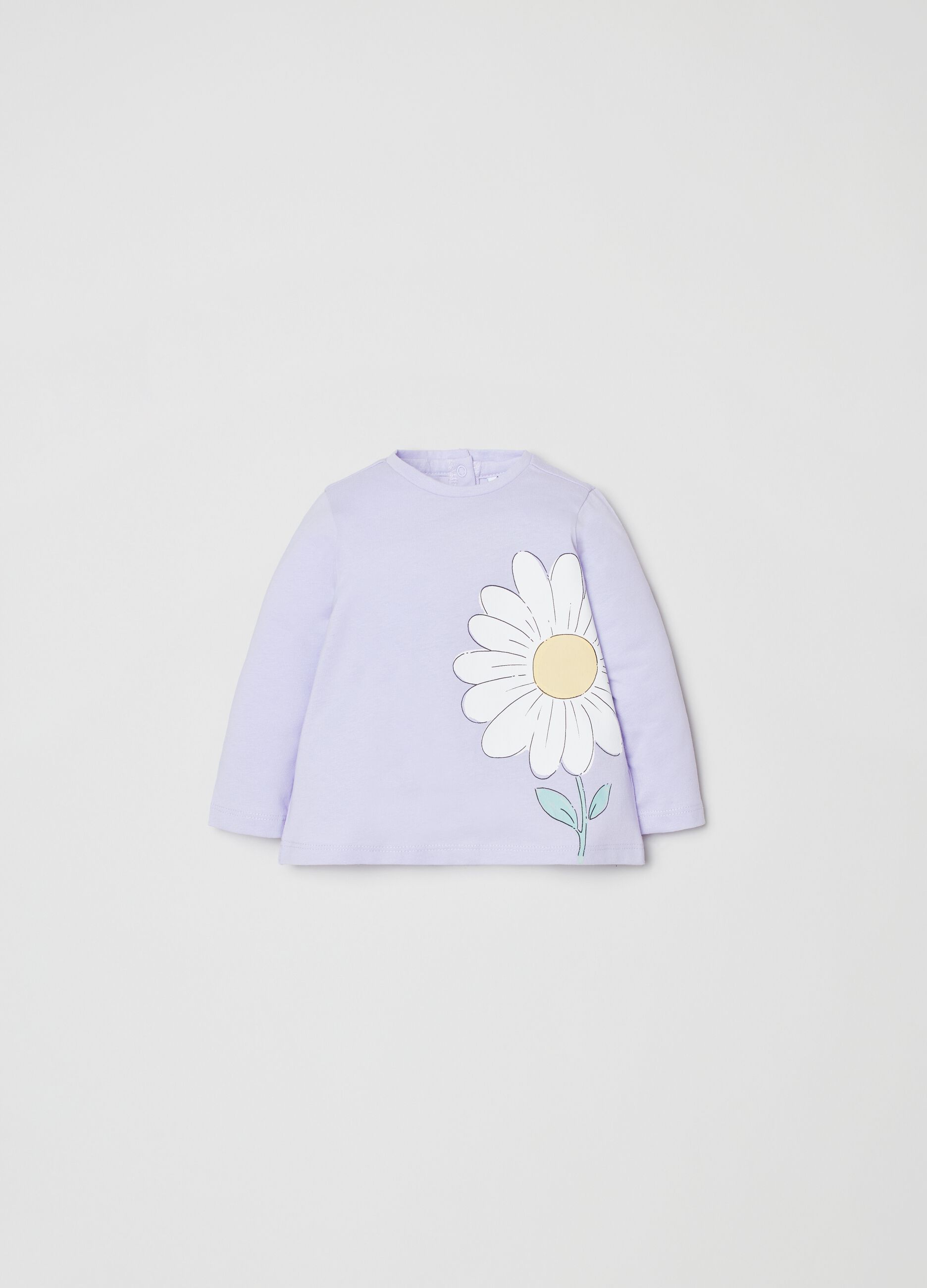 Long-sleeved T-shirt with flower print