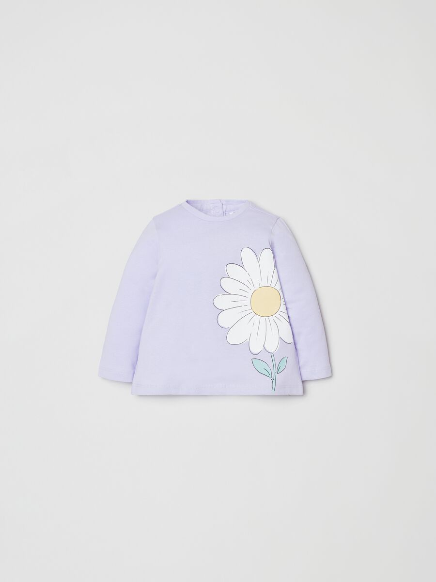 Long-sleeved T-shirt with flower print_0
