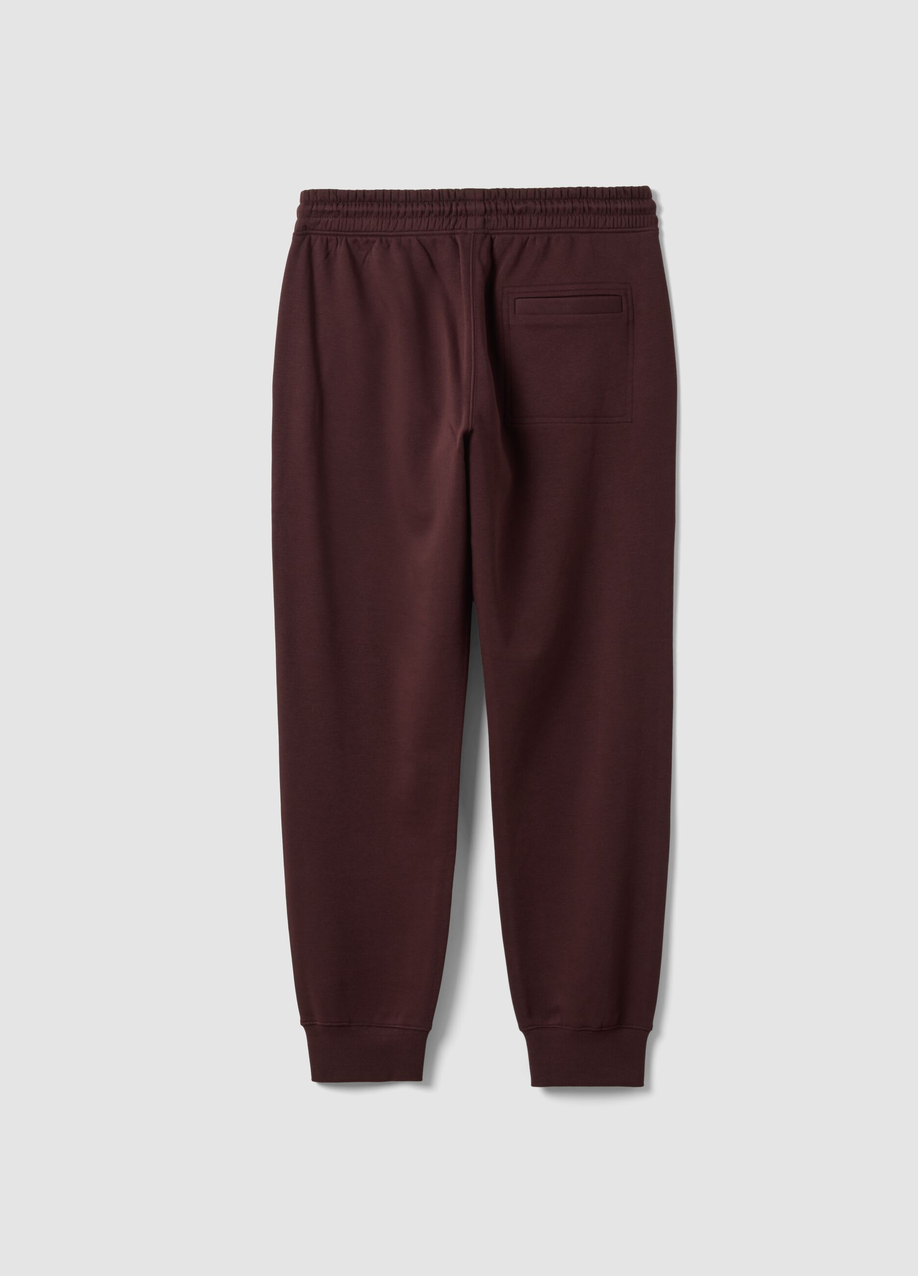 Jogger marroni in misto cotone con fondo a polsino e coulisse
