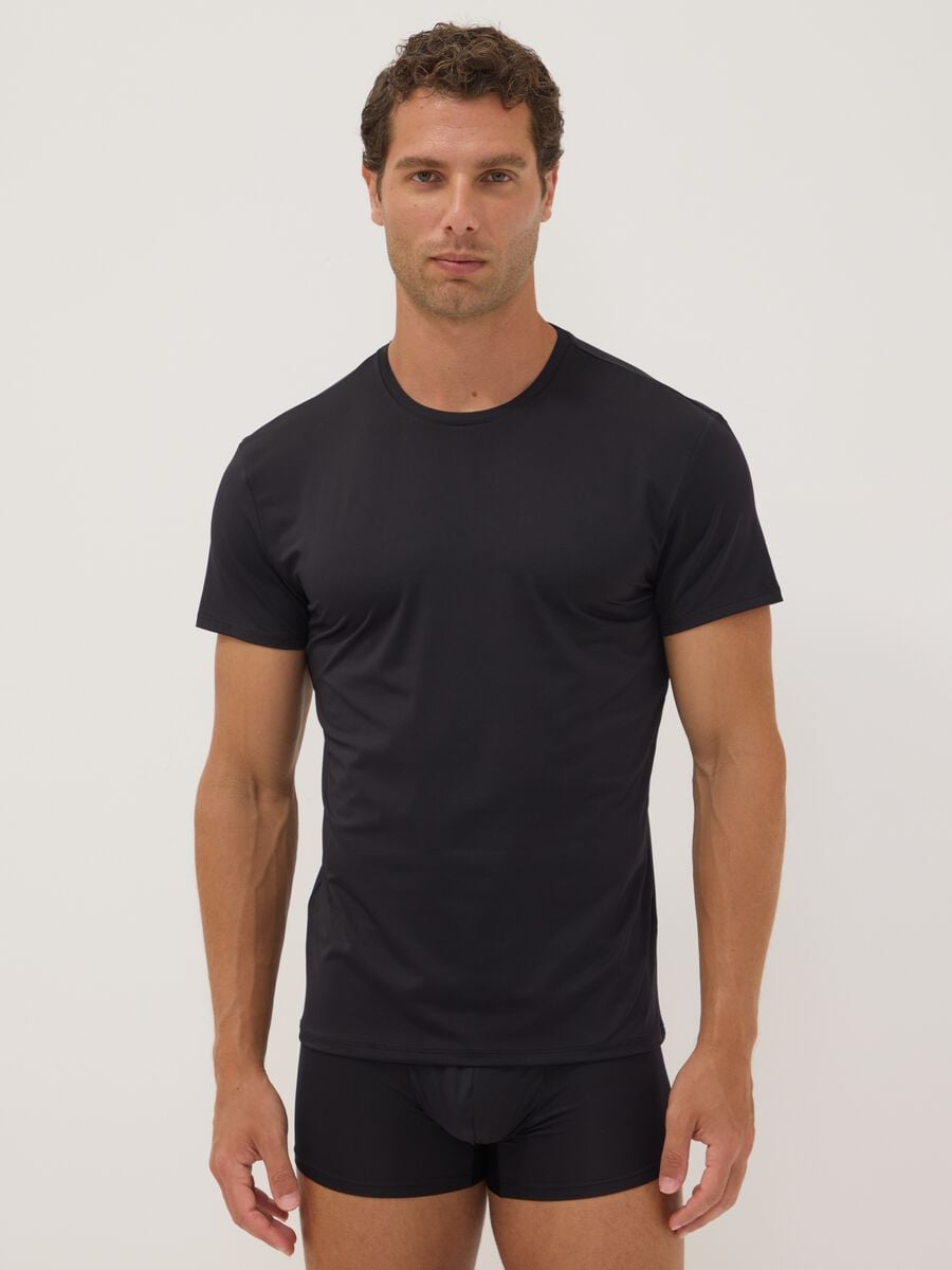 2-pack of black stretch microfibre T-shirts, regular fit_0