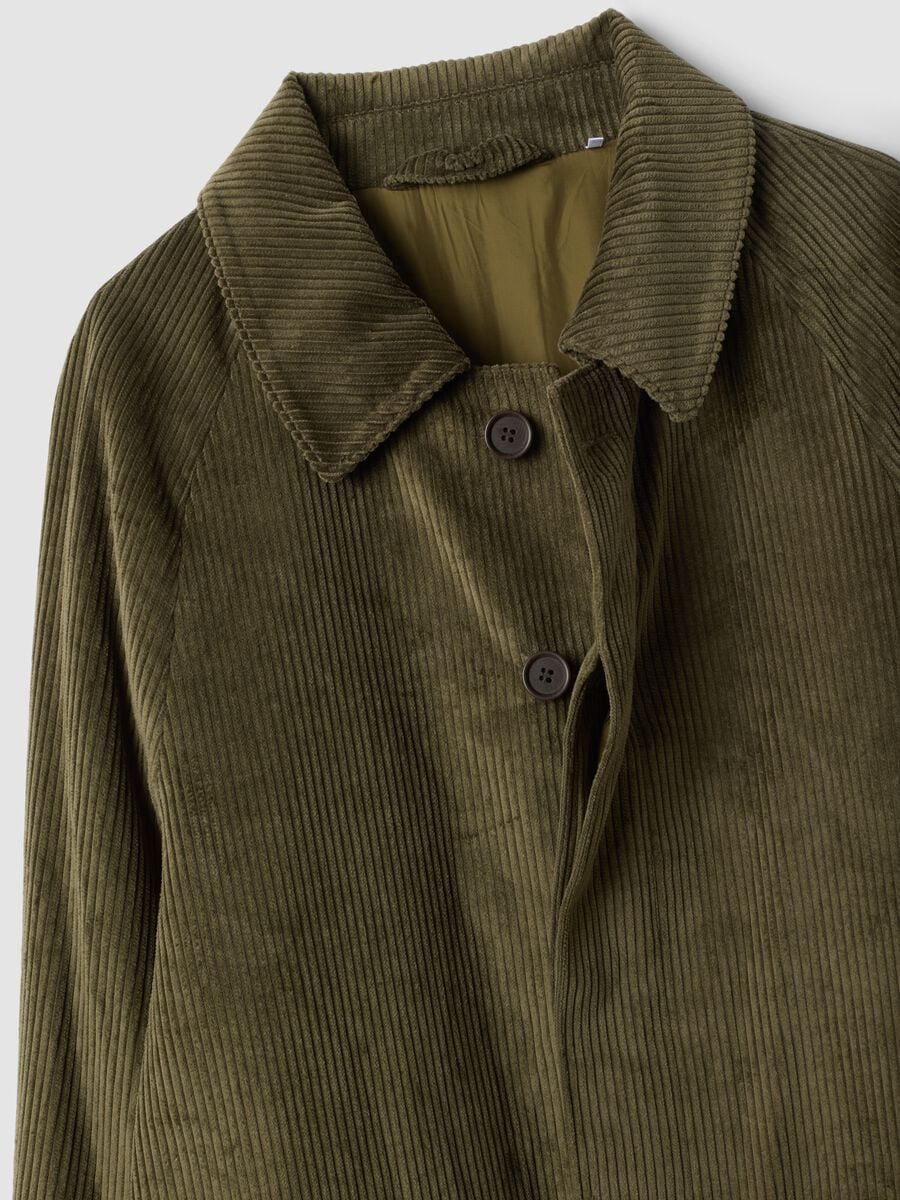 Cappotto lungo verde in puro cotone a righe_2