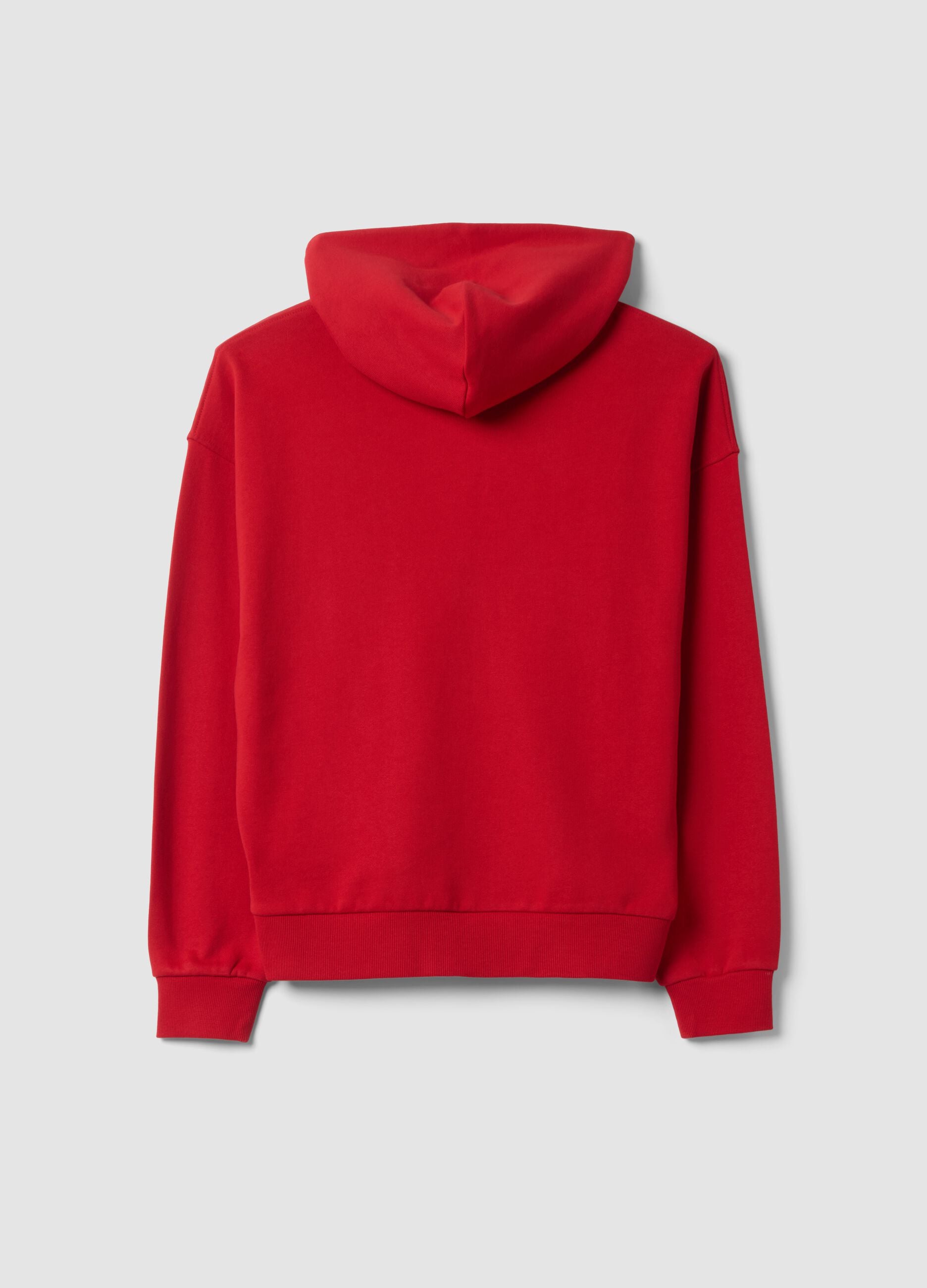Red 100% cotton sweatshirt with oversized crew neck fit