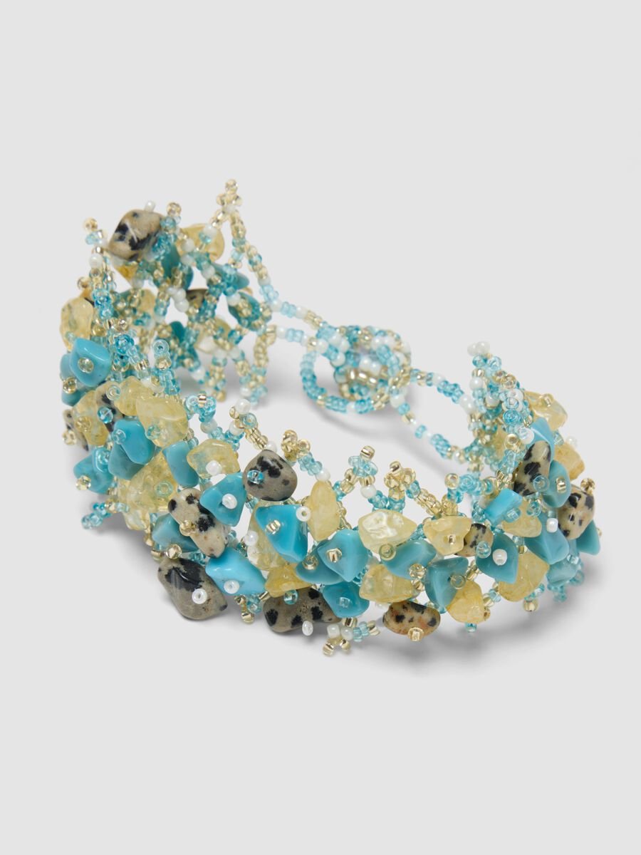 Armband mit bunten Steinen und Perlen_0