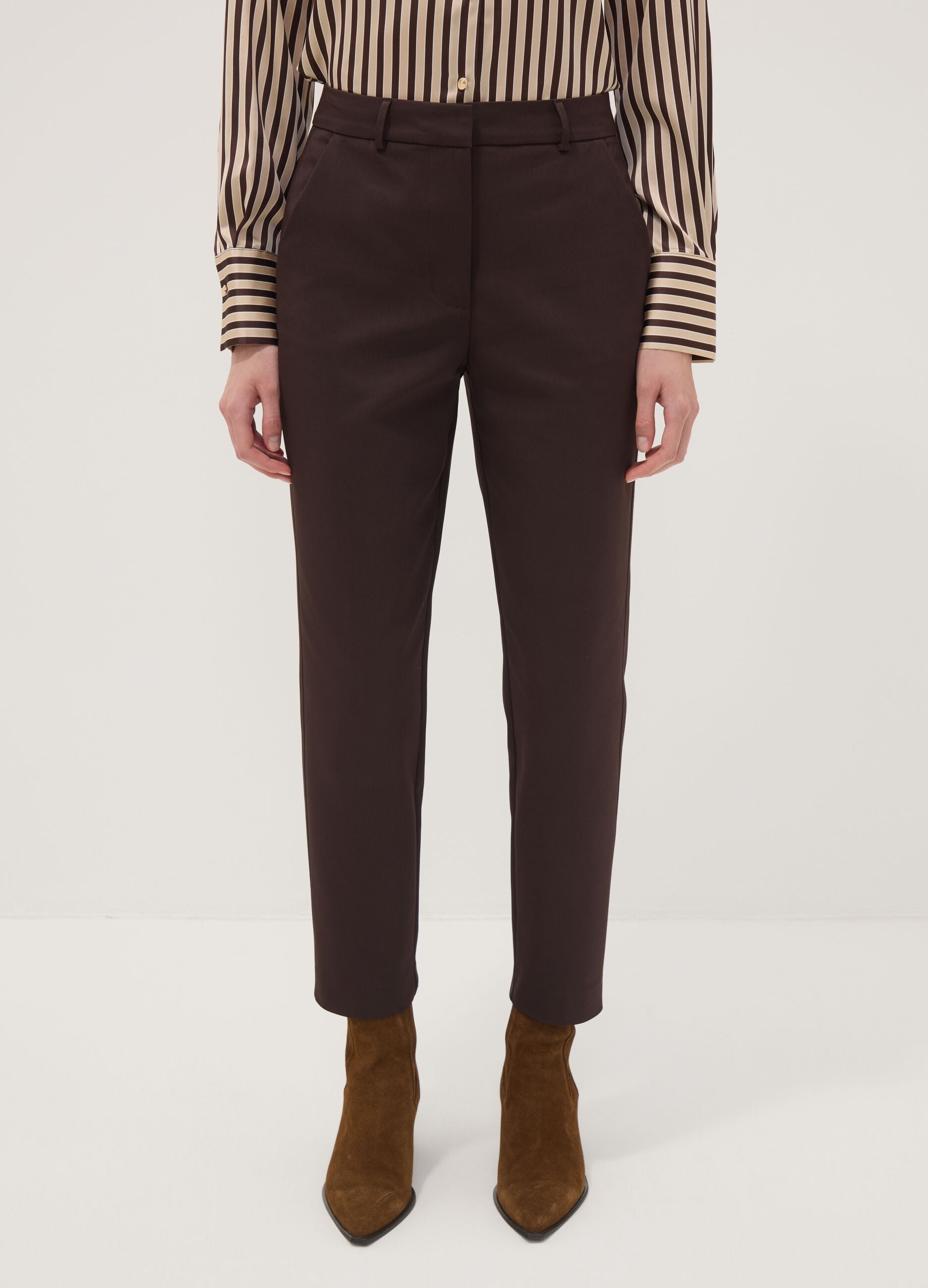 Braune Slim-Fit-Hose aus Stretch-Baumwolle