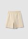 Beige cotton-blend shorts with elasticated waist_4