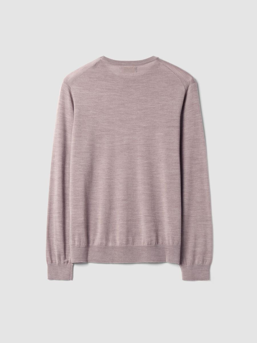 Beiger Rundhals-Pullover aus reiner Merinowolle, Regular Fit_6