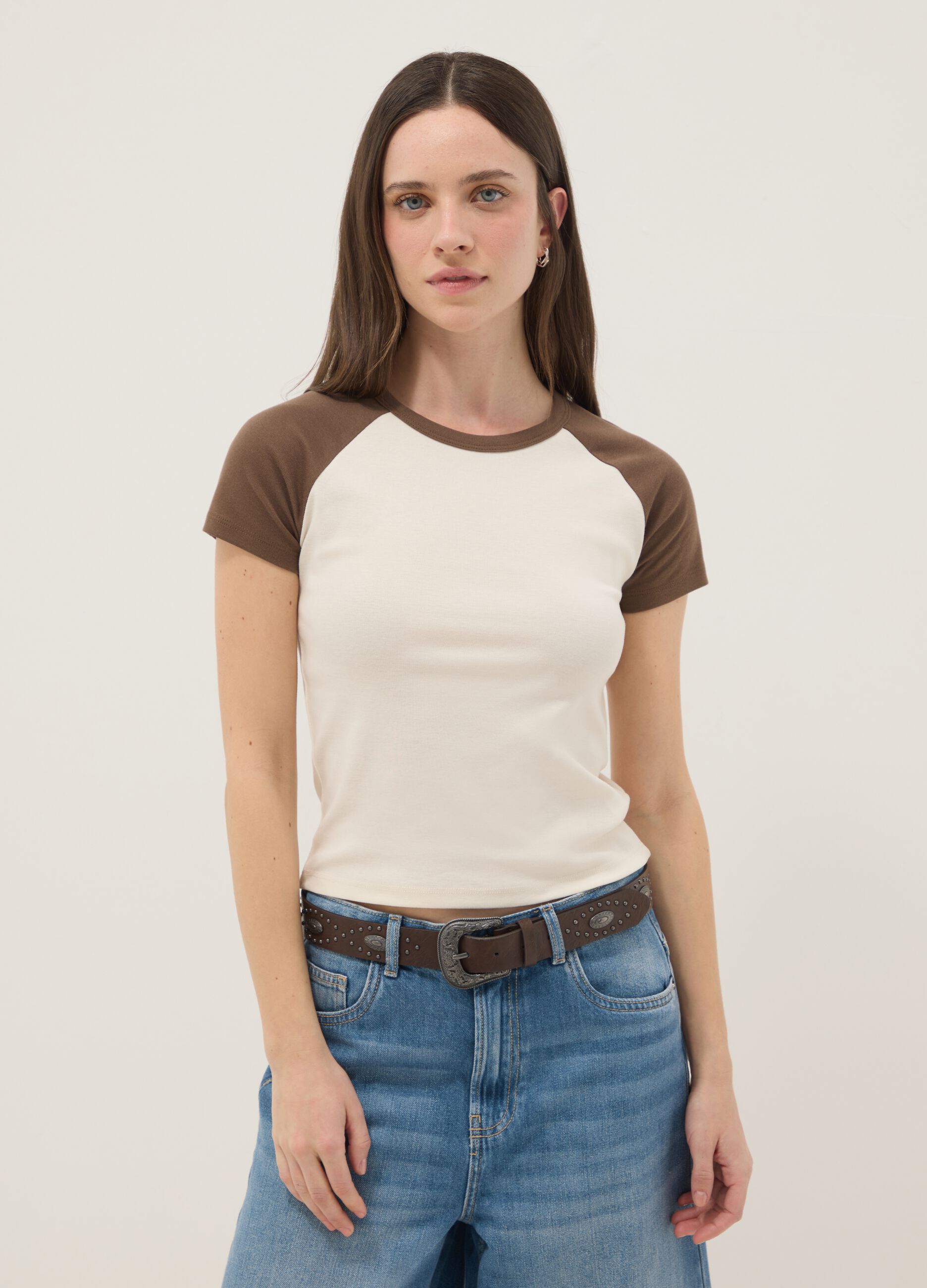 Multicolor T-Shirt aus reiner Baumwolle im Regular Fit