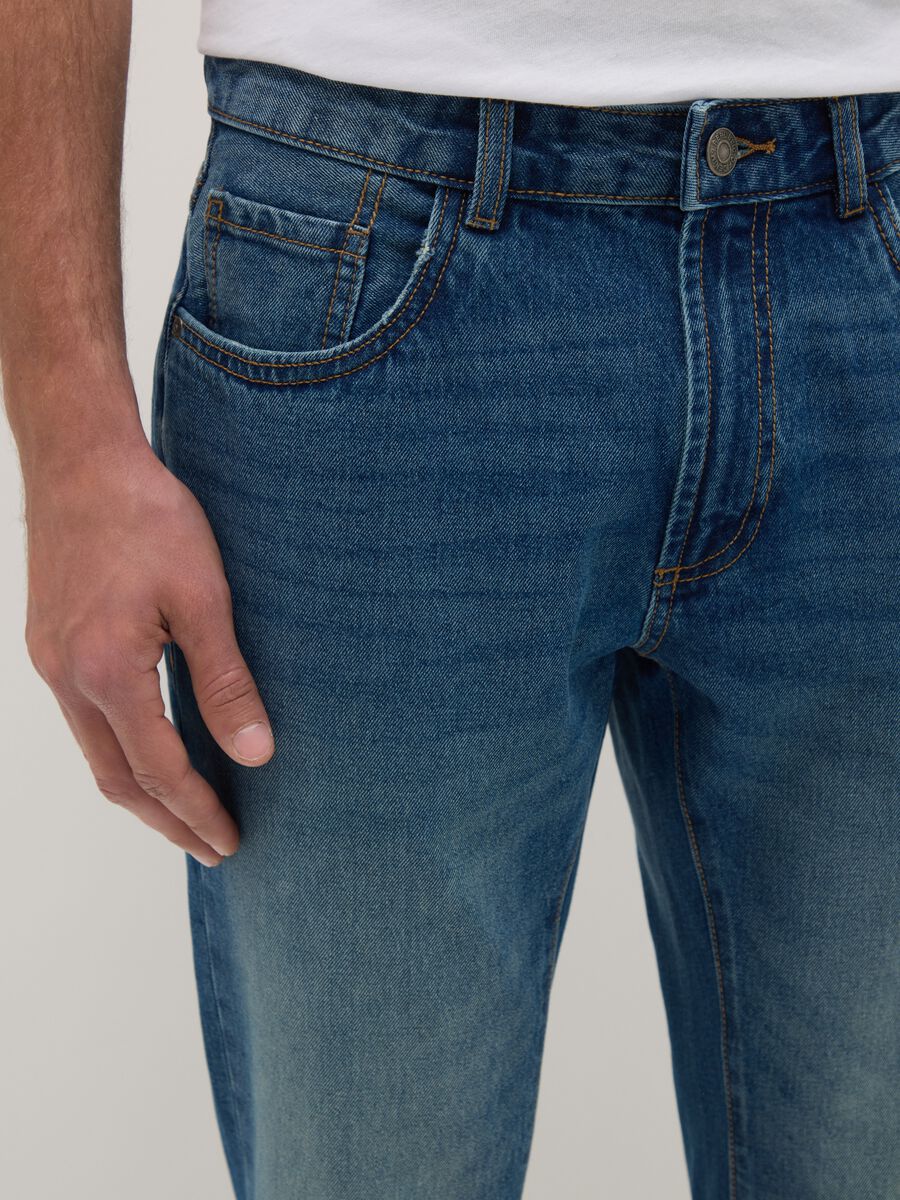 Pure Cotton Blue Regular Fit Jeans_3