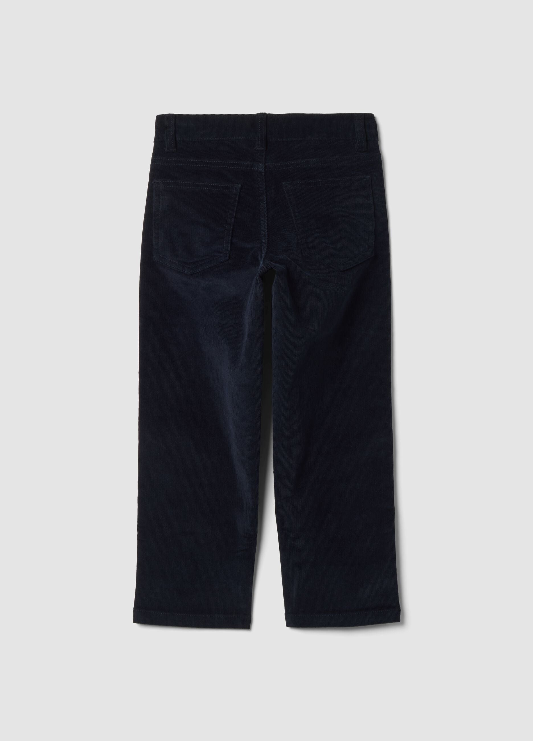 Blaue Ripp-Hose aus Stretch-Baumwolle