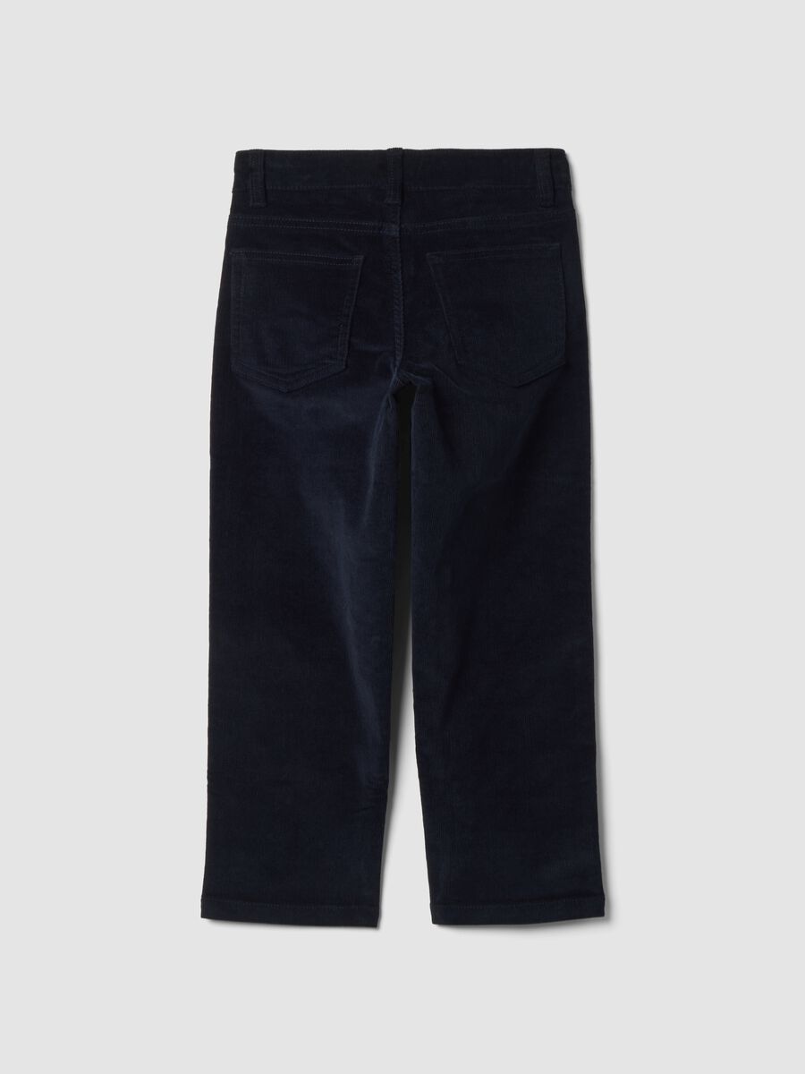 Blue ribbed stretch-cotton trousers_1