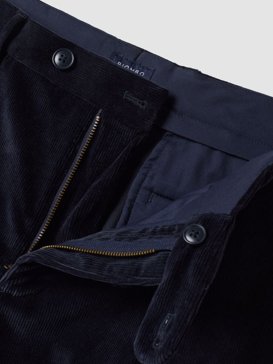 Pantaloni blu navy in cotone elasticizzato_1