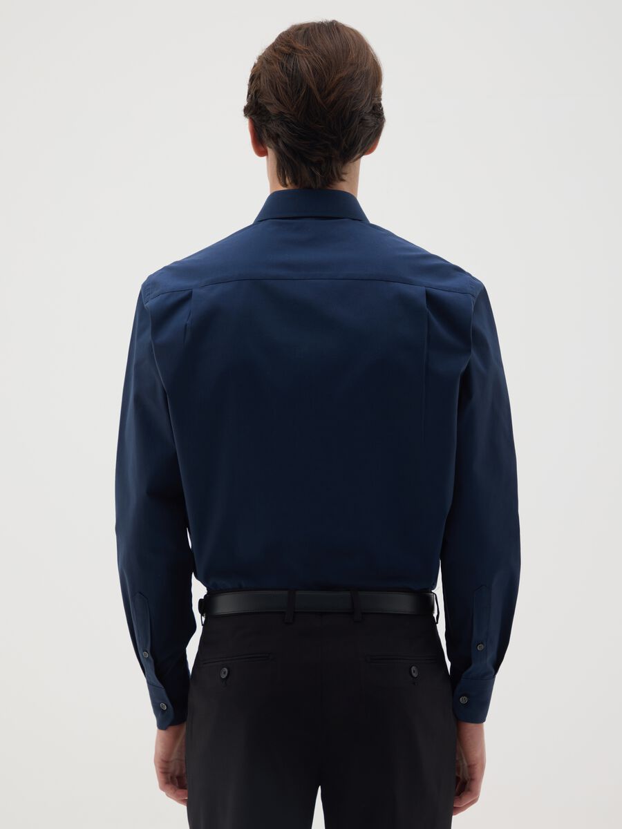 Men's blue pure cotton shirt, regular fit, easy iron_1