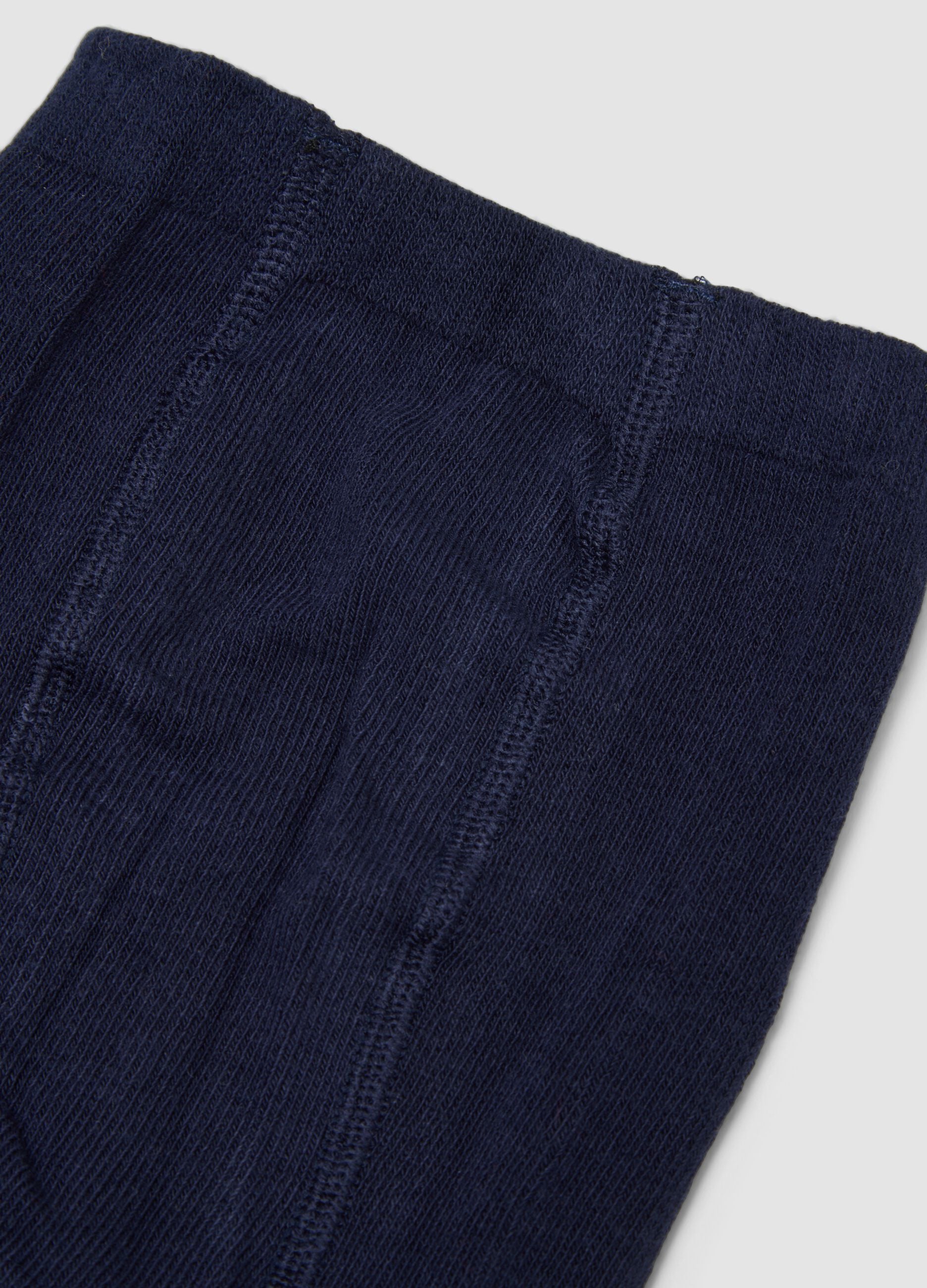 Blue stretch organic cotton tights with lurex