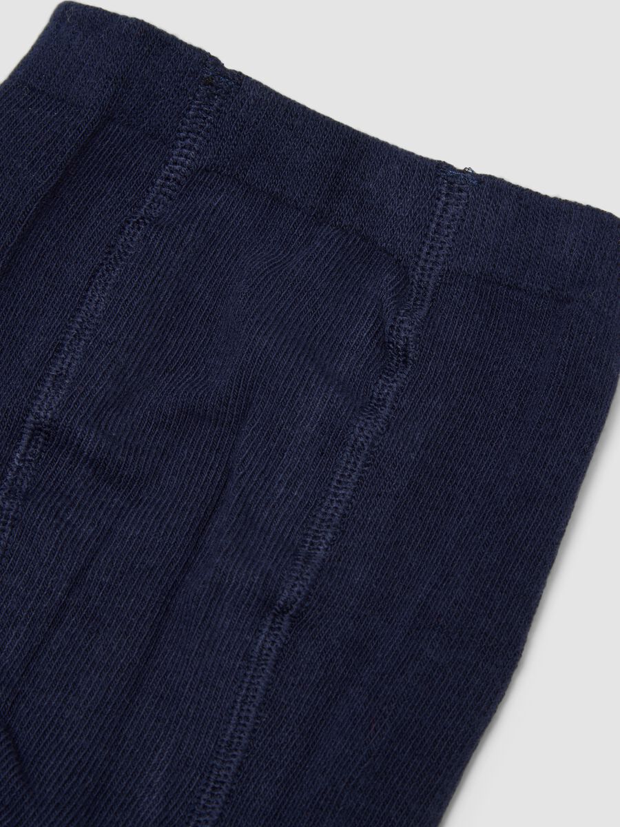 Blue stretch organic cotton tights with lurex_2
