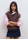 Gilet marrone girocollo in misto lyocell e lana_0