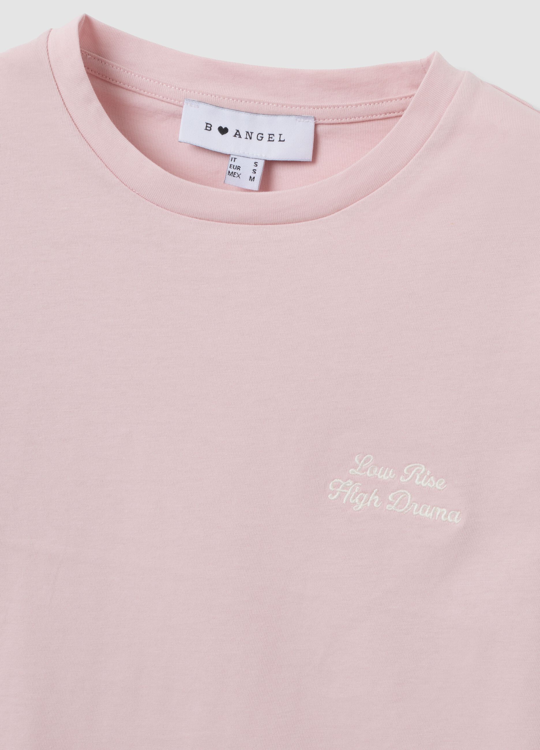 &Rho;&omicron;&zeta; cropped T-shirt &alpha;&pi;ό 100% &beta;&alpha;&mu;&beta;ά&kappa;&iota; &mu;&epsilon; &gamma;&rho;&alpha;&phi;&iota;&kappa;ό &tau;ύ&pi;&omega;&mu;&alpha;, &kappa;&alpha;&nu;&omicron;&nu;&iota;&kappa;ή &epsilon;&phi;&alpha;&rho;&mu;&omicron;&gamma;ή