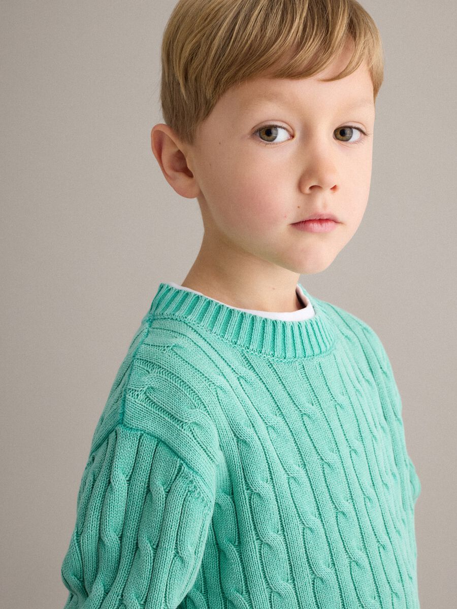 Green pure cotton regular fit pullover for children_0