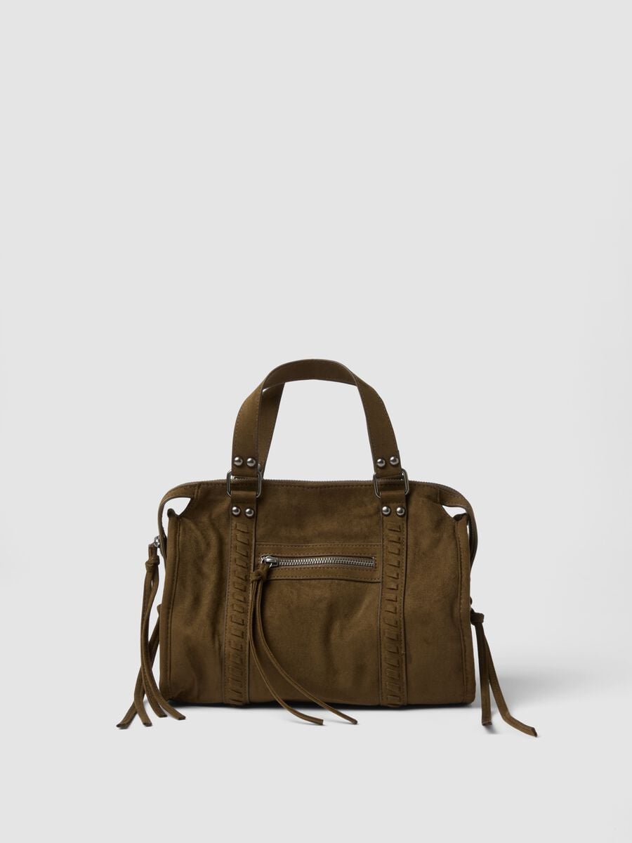 Borsa verde in tessuto elasticizzato con doppio manico_0