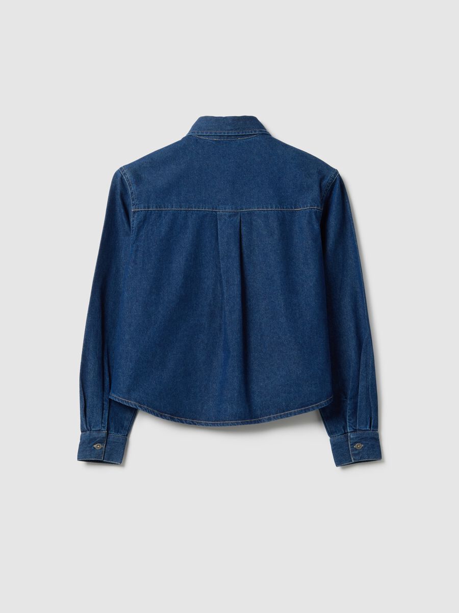 Girls' blue pure cotton shirt with regular fit_4