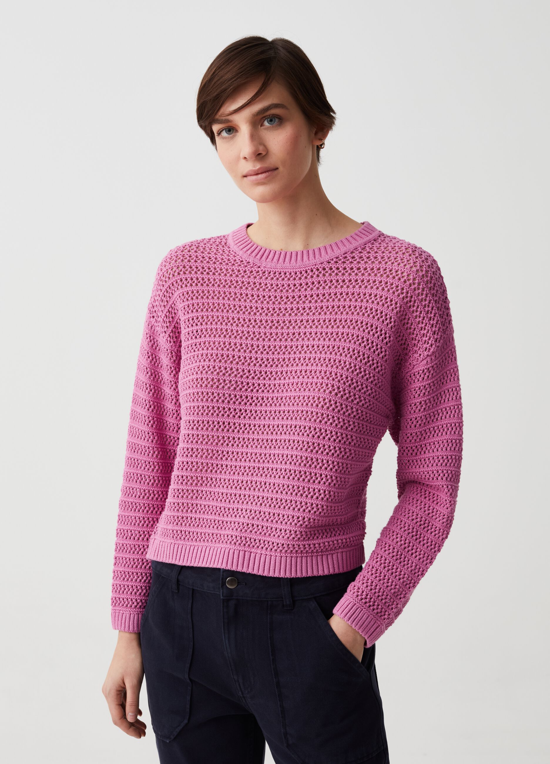 Pullover in cotone crochet