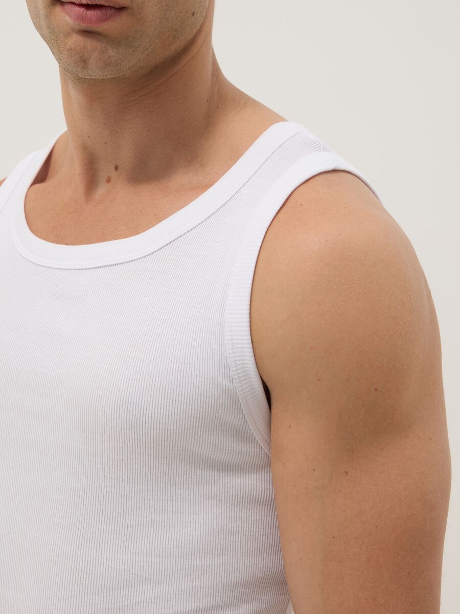 White pure cotton tank top regular fit_3