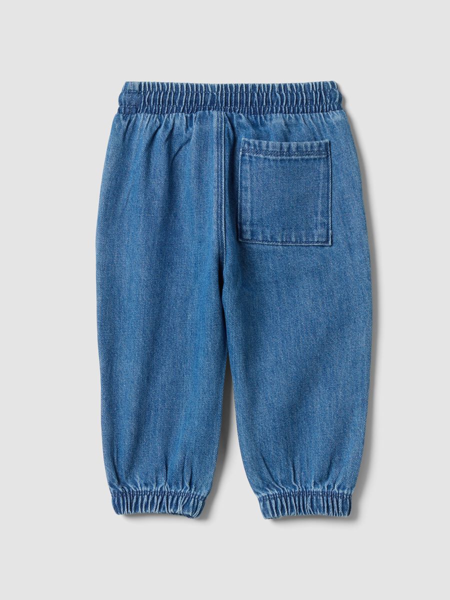 Blaue Denim-Hose aus Baumwoll-Viskose-Mix mit elastischem Bund_1