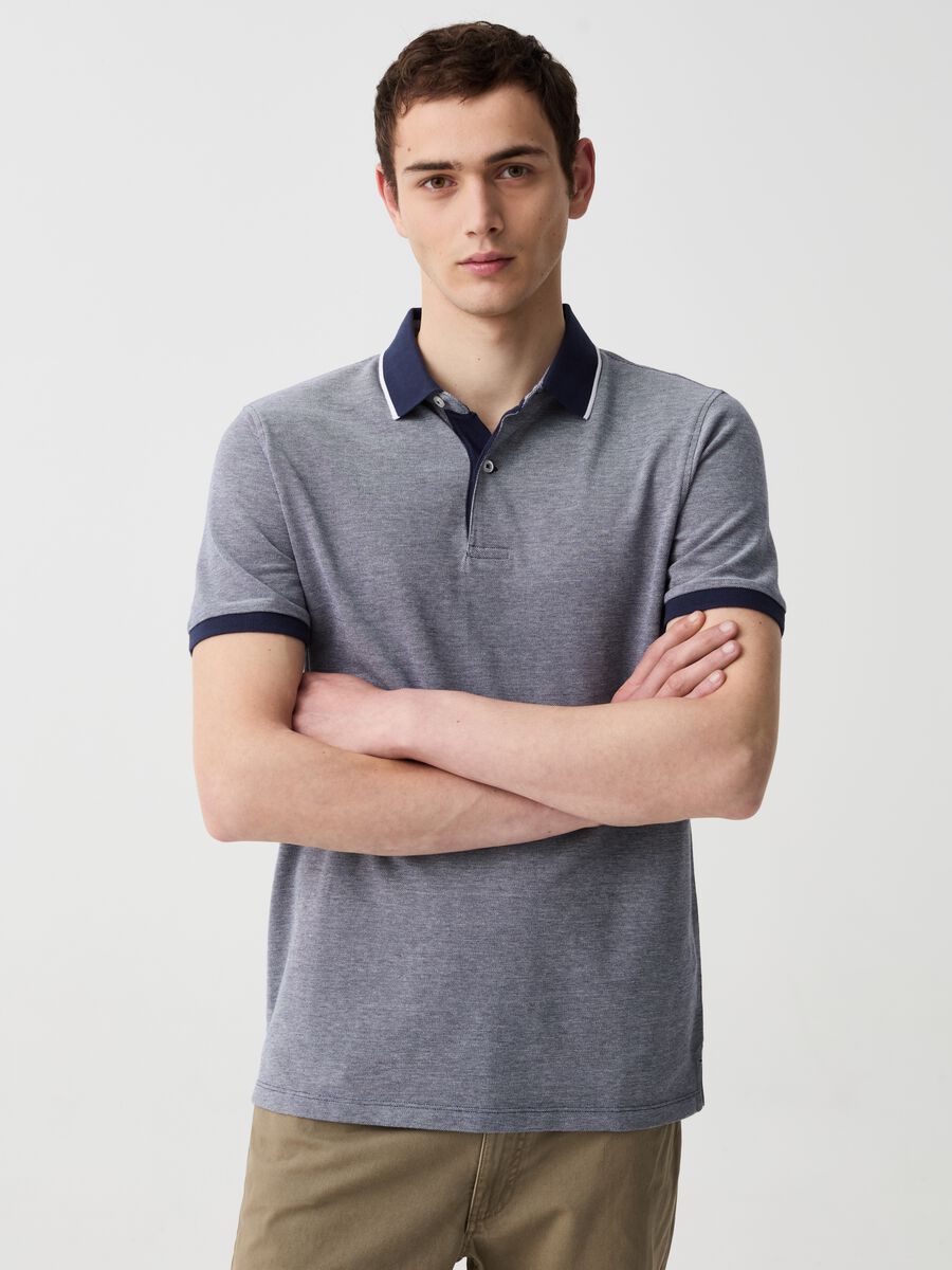 Piquet polo shirt with jacquard weave_0