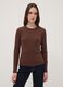 Brown long-sleeve pure cotton T-shirt_0