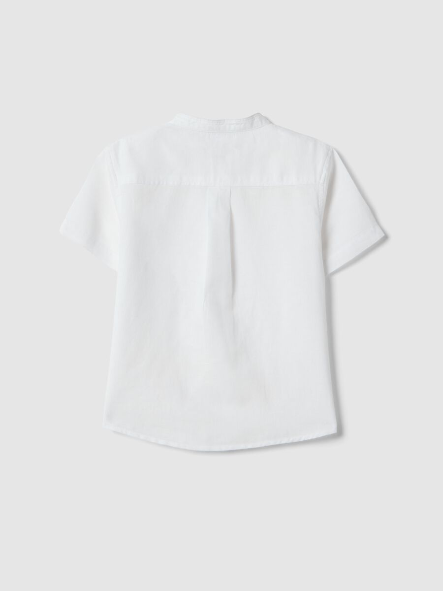 Boys' white linen-cotton blend regular fit shirt_1